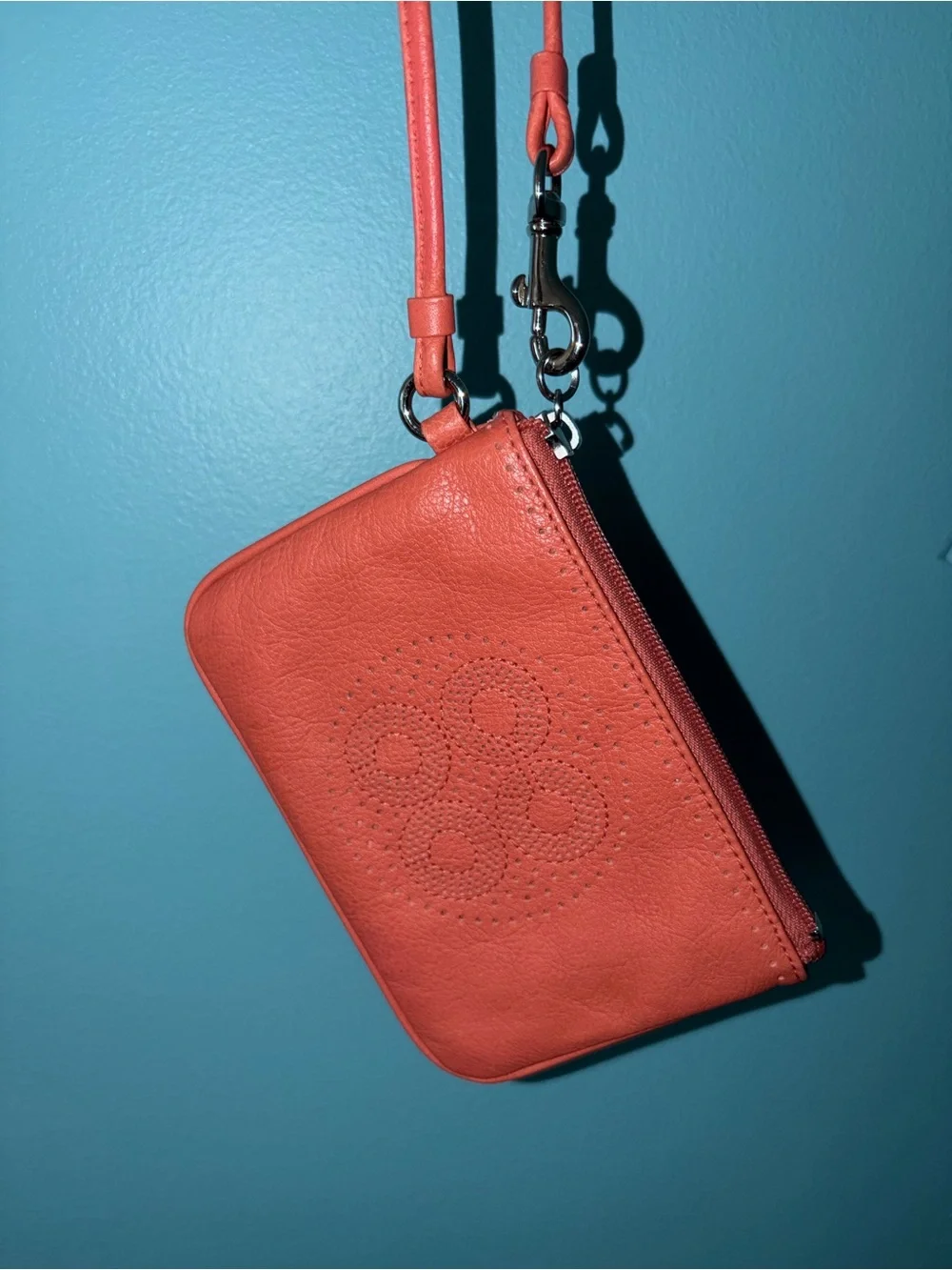 Coach Coral Pebble Leather Wristlet with COA